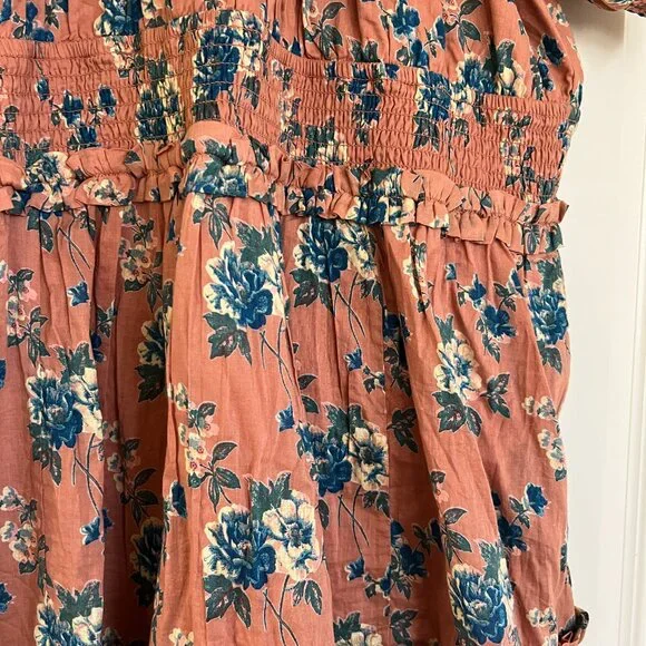 Ivy City Co Rust and Blue Floral Midi Dress - Picture 4 of 6